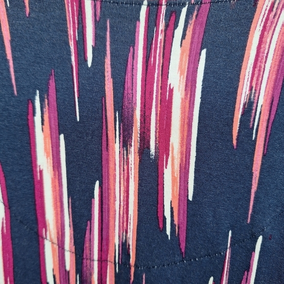 JM Collection SzS 3/4Sleeve Round Neck Curved Hem Stripes/Navy NWT MSRP $38 - Picture 4 of 7